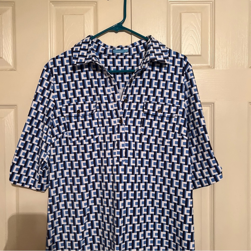 J. McLaughlin Blue and White Midi Dress - Picture 4 of 11